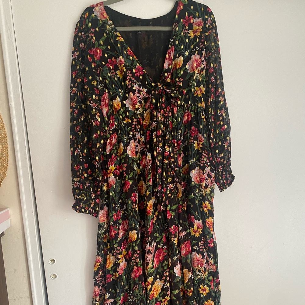 Tie-front Lurex® dress in mixed print